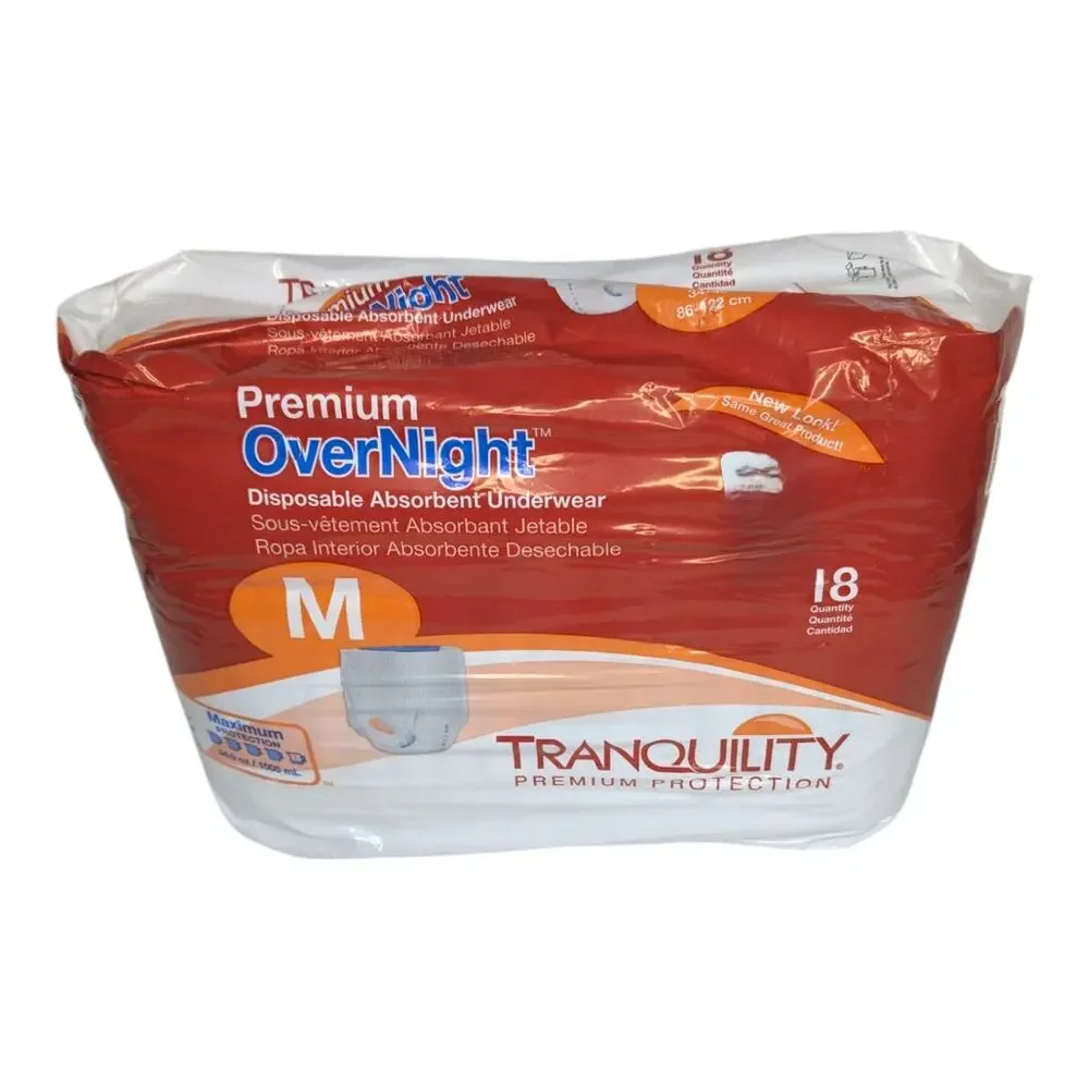 Tranquility ATN Disposable‎ Adult Diapers Briefs 18 count Overnight Brand New
